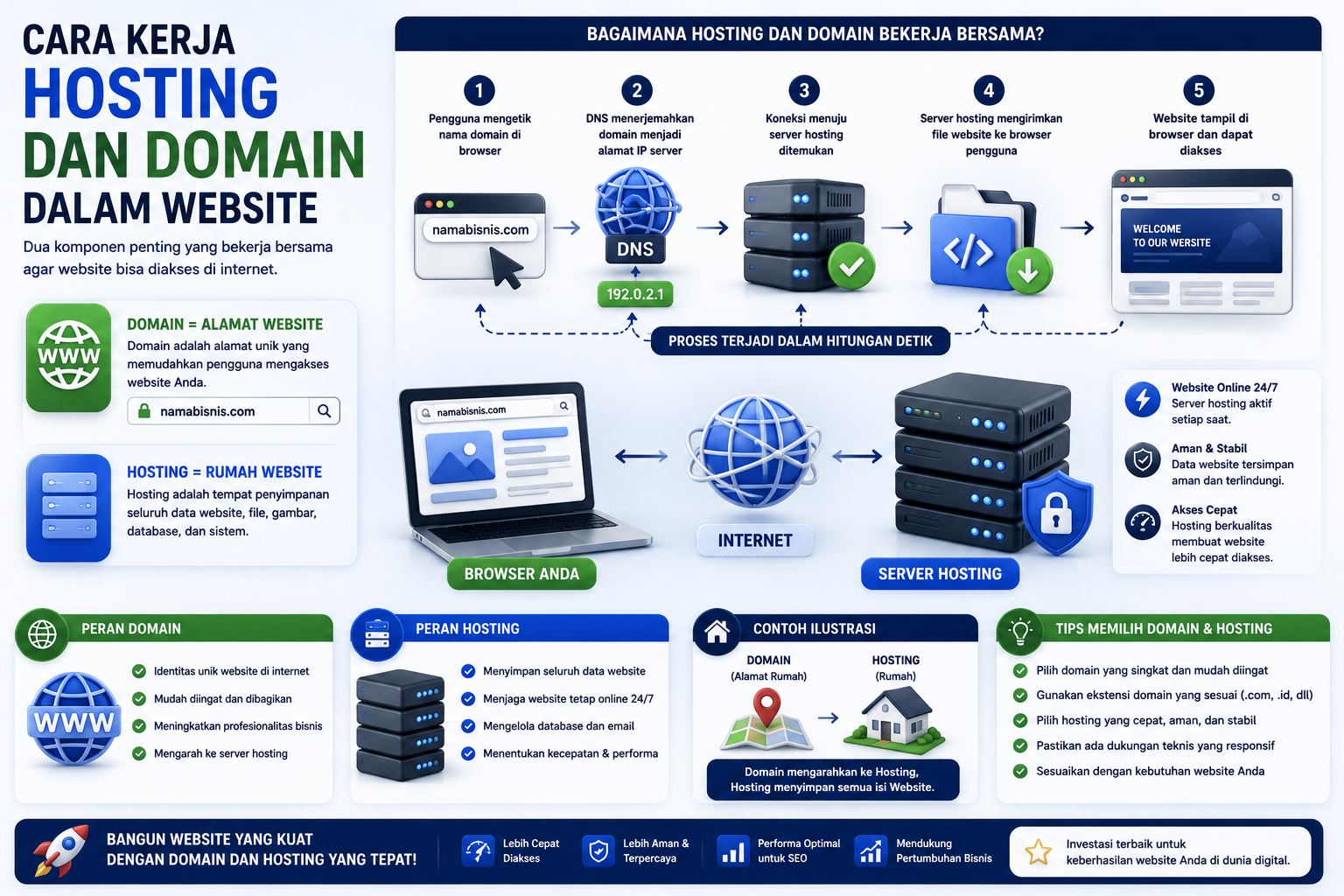 Cara Kerja Hosting dan Domain dalam Website