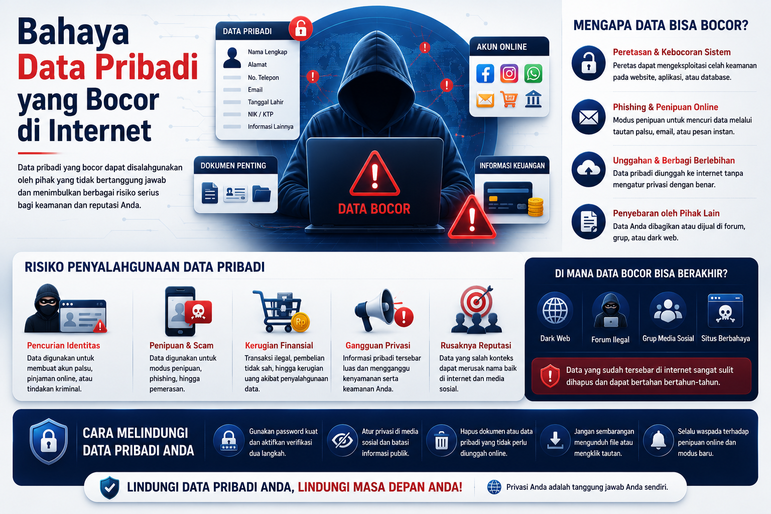 Bahaya Data Pribadi Bocor di Internet dan Dampaknya