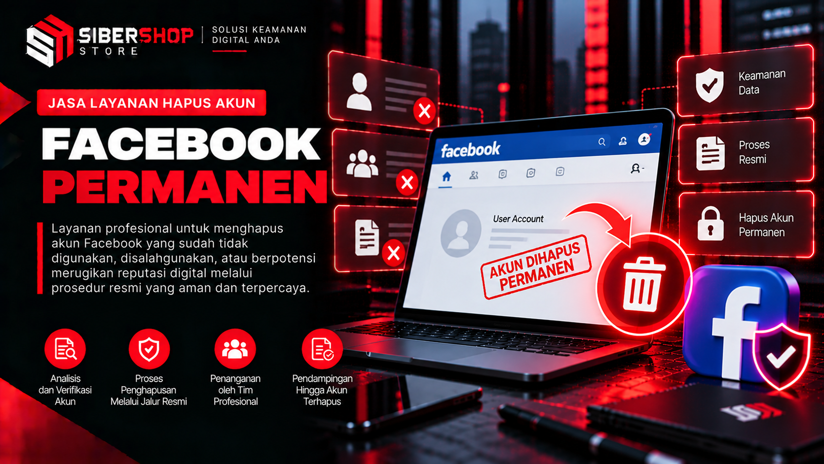 Jasa Layanan Hapus Akun Facebook Permanen