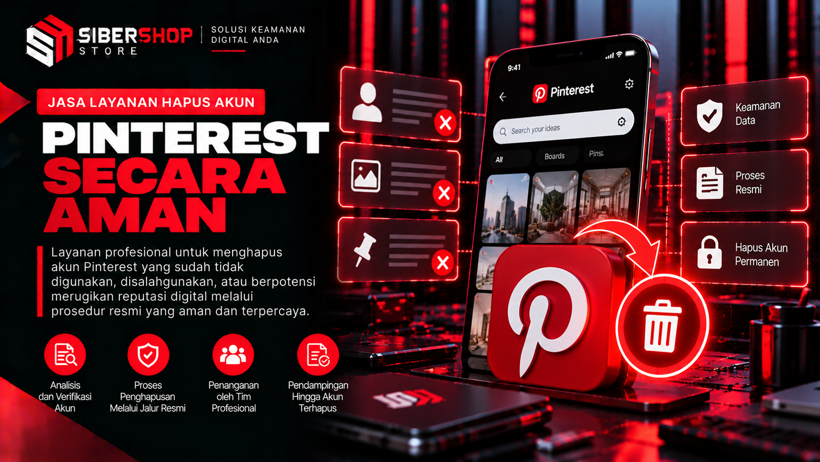 Jasa Layanan Hapus Akun Pinterest